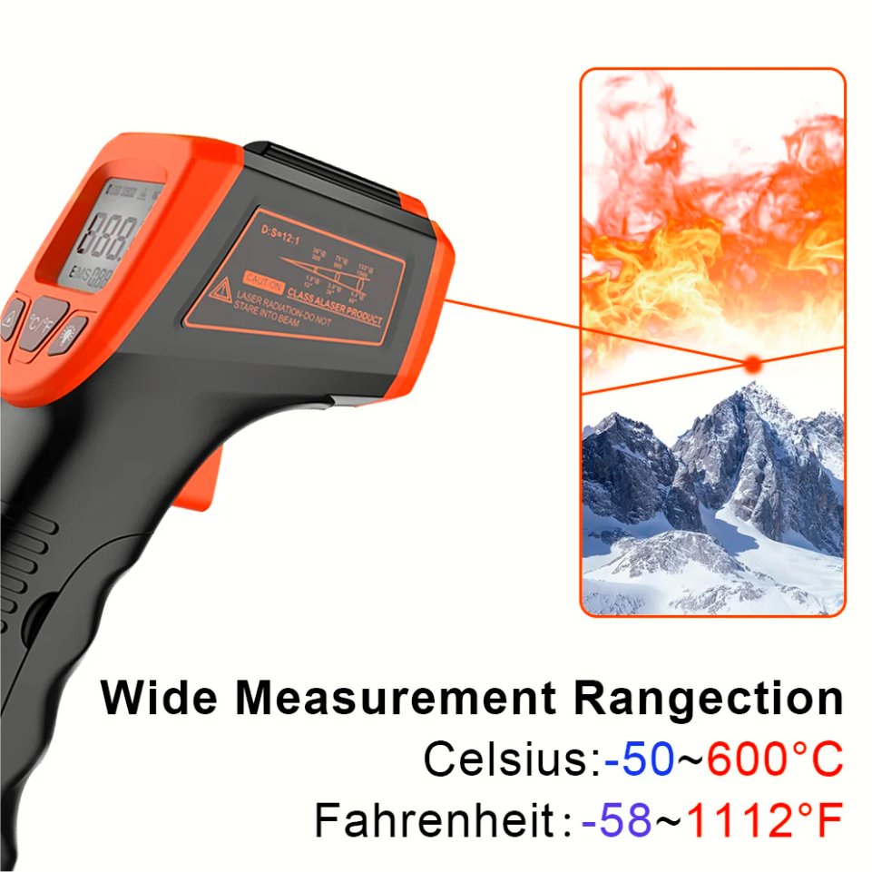Digital LCD Industrial Electronic Thermometer NonContact Infrared Culinary Thermometer Laser Temperature Meter Gun Laser Point