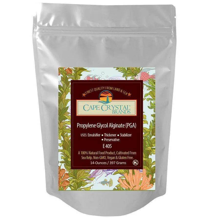 Propylene Glycol Alginate (PGA) packaging - food-grade emulsifier & stabilizer from seaweed, 14 oz, vegan, gluten-free