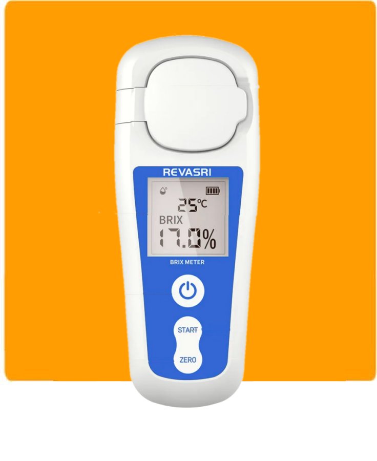 REVASRI Rechargeable Digital Brix Refractometer Meter for Liquid Sugar Content with LCD 0-55% with Temperature