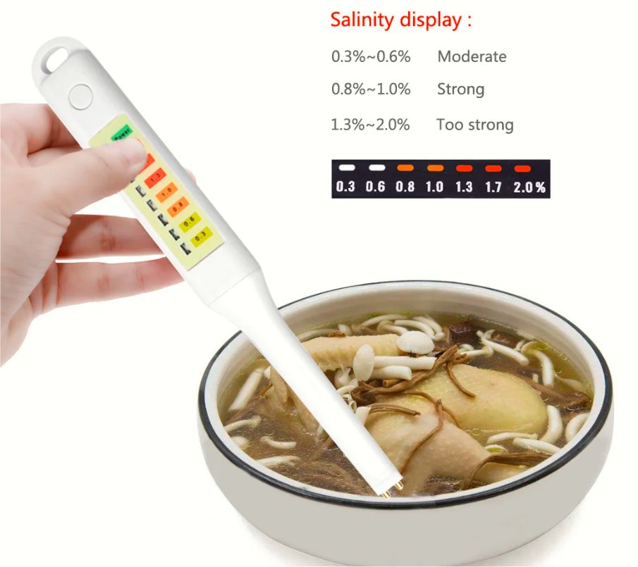 LED Electronic Food Salinity Tester Handheld Food Salt Meter Soup Salinometer