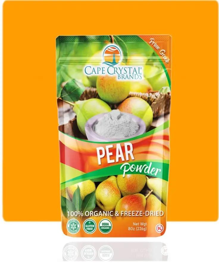 Cape Crystal Pear Powder Goodness – Freeze-Dried for Superior Taste, USDA Certified Organic, Non-GMO, Gluten Free, Vegan - Cape Crystal Brands